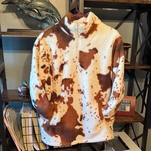 Brown and White Fleece Pullover
